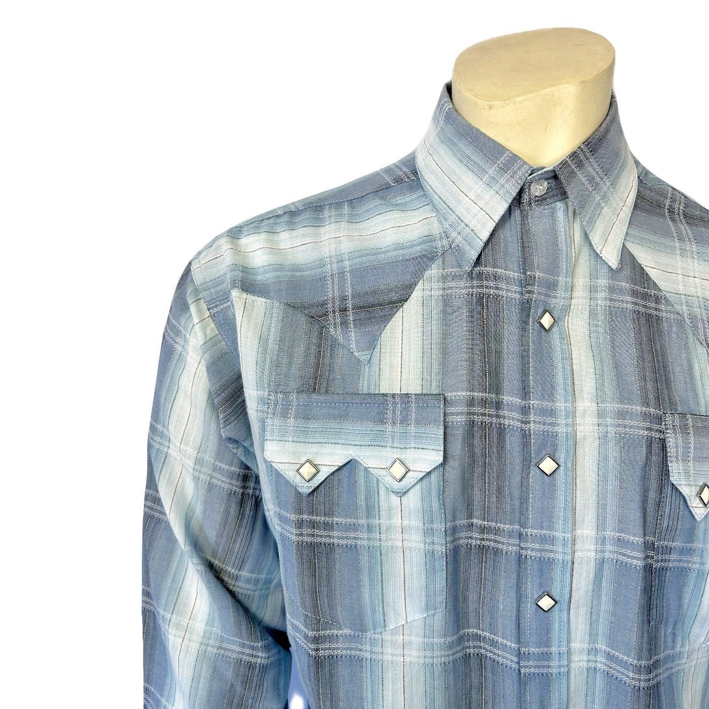 Rockmount 690-BLUE Men's Classic Slate Blue Ombre Stripe Sawtooth Western Shirt