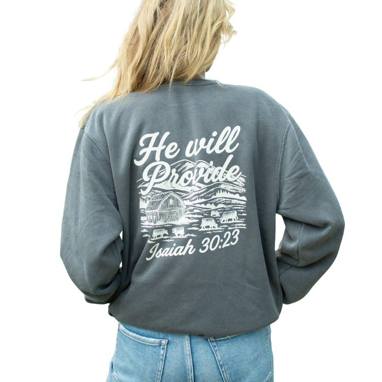American Farm Co - He Will Provide Crewneck - Pigment Black/Charcoal