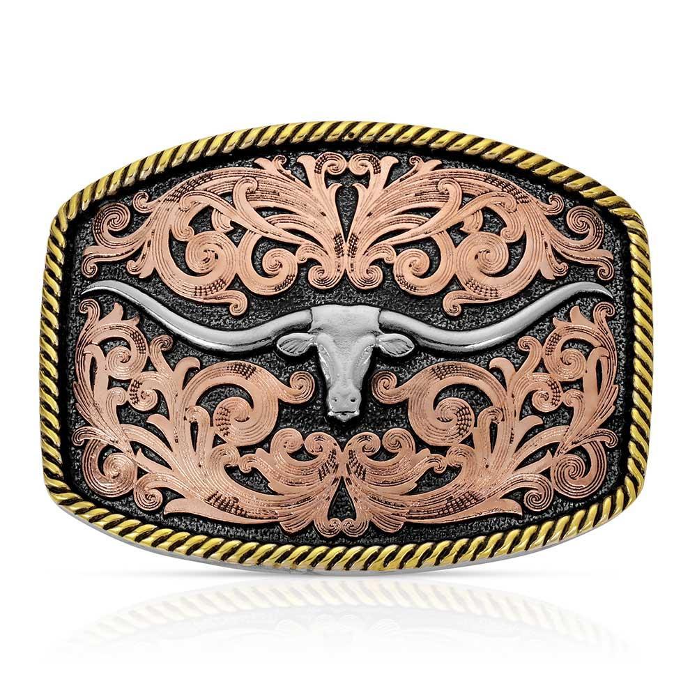Montana Silversmith A711 - Tri-Color Texas Longhorn Attitude Buckle