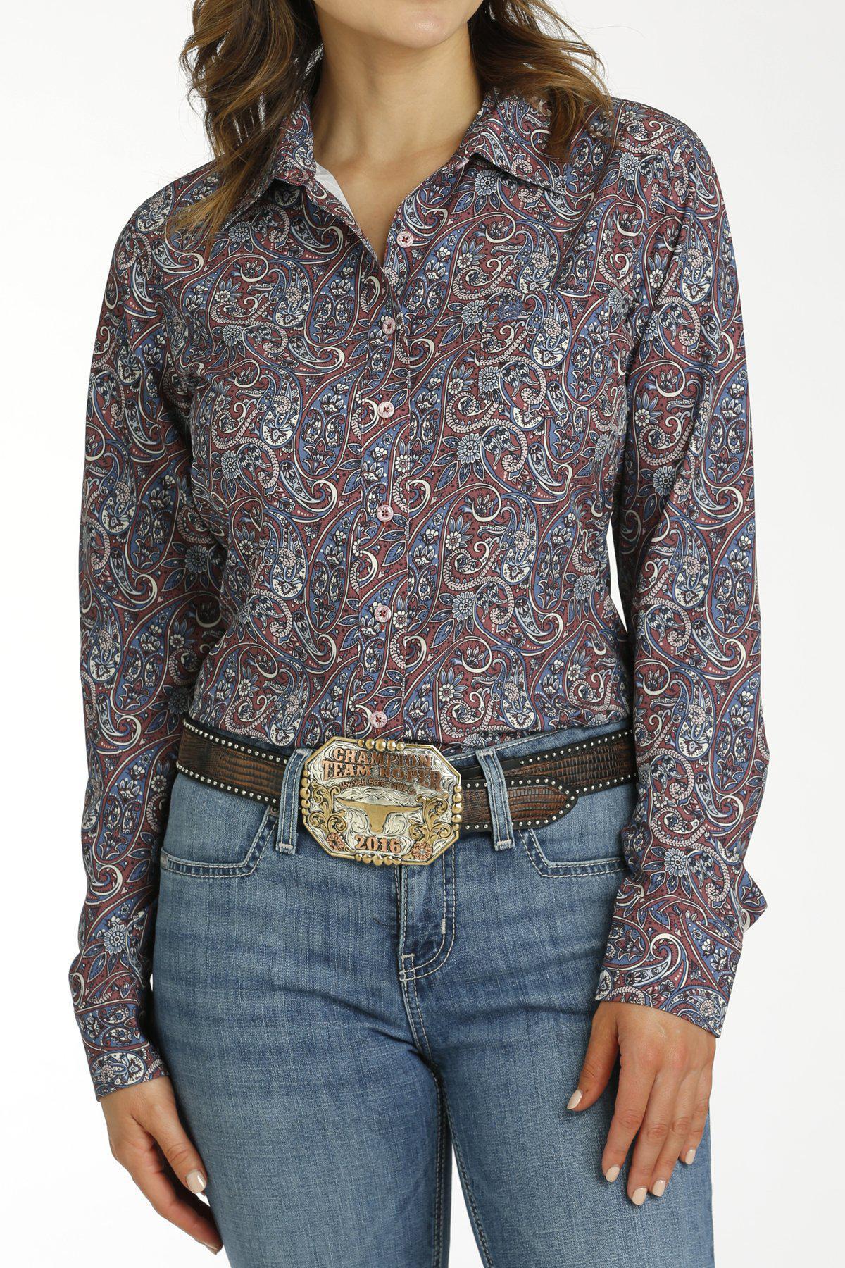 Cinch MSW9163024 WOMEN'S ARENAFLEX PAISLEY PRINT LONG SLEEVE BUTTON-DOWN WESTERN SHIRT