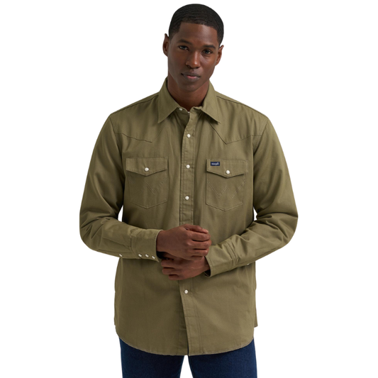 Wrangler 112381692 Men's Flannel Lined Work shirt - Classic Fit - Green
