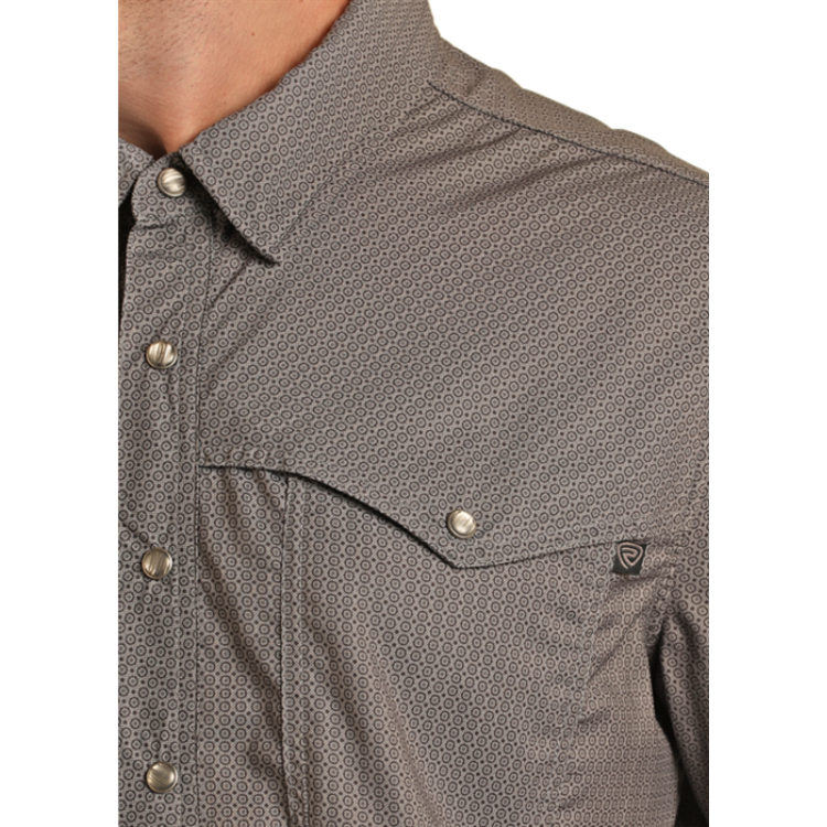 Rock & Roll Denim Tek Micro Geo Snap Shirt Charcoal BMN3S04216