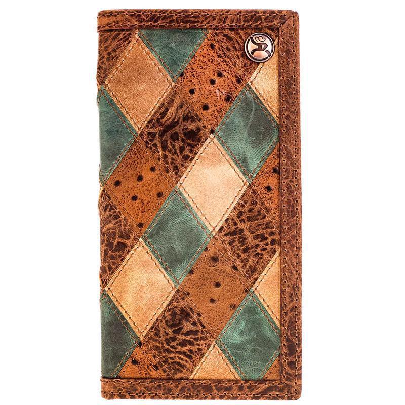Hooey RW009-BRTQ "OURAY" BROWN/TURQUOISE OSTRICH PRINT ROUGHY RODEO WALLET