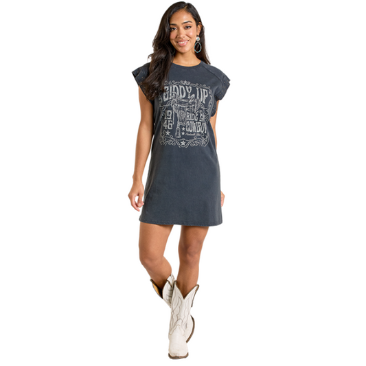 Panhandle LWD1R06371 Women's Studded Cap Sleeveless Dress-Black