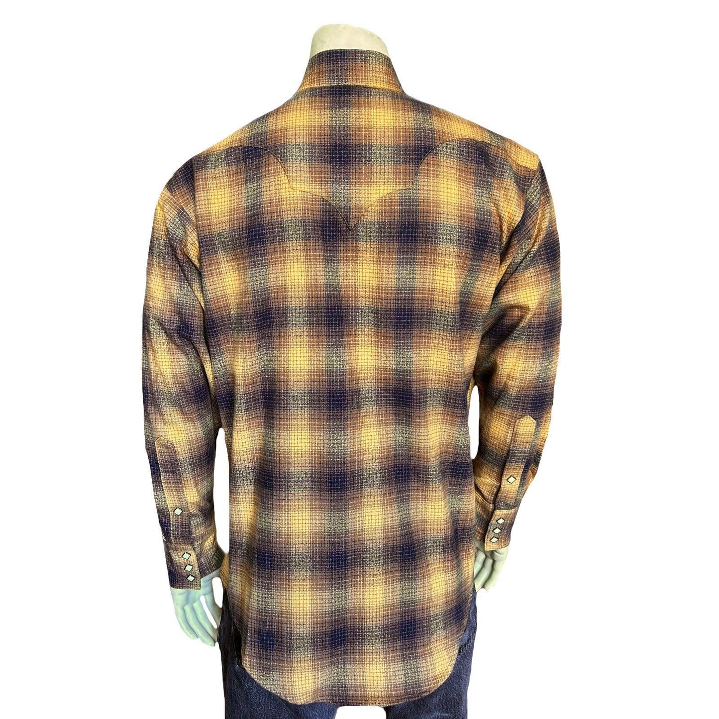 Rockmount 647-T Men's Plush Flannel Beige & Black Plaid Western Shirt