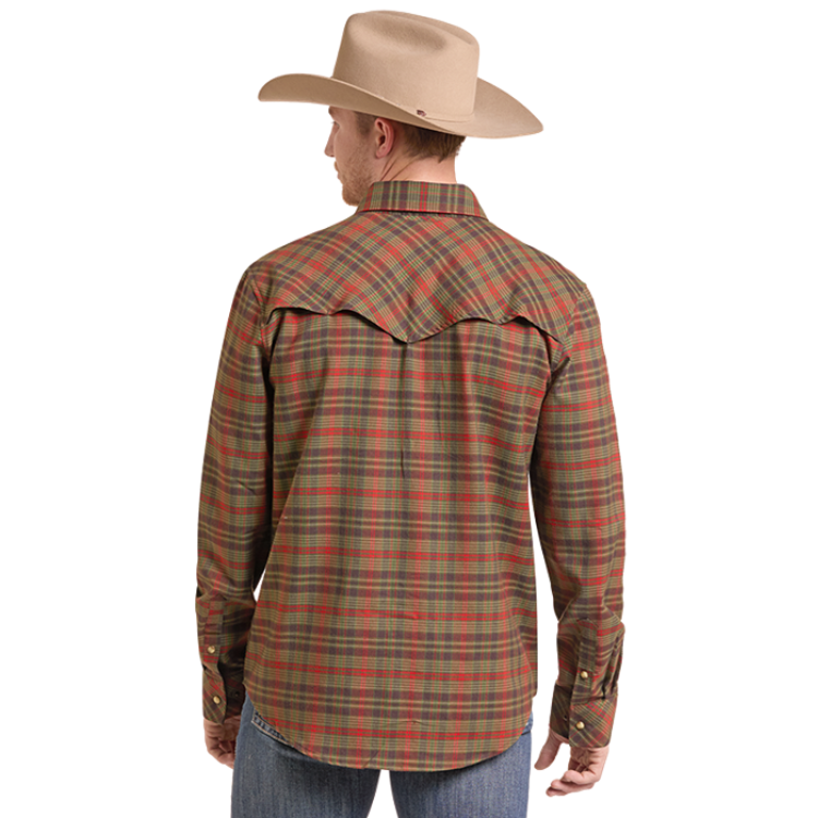 Rock & Roll BMN2S09472 Tek Plaid Stretch Flannel Olive