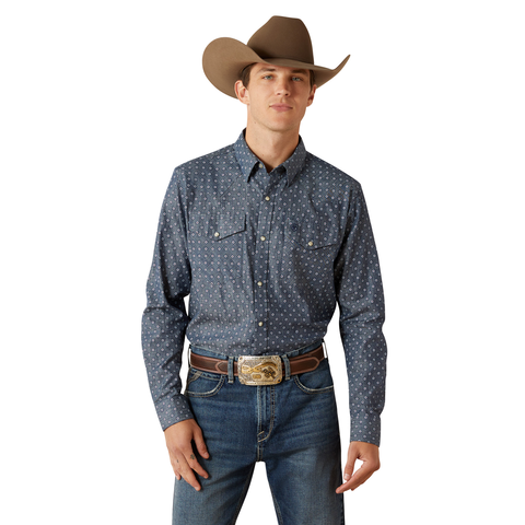 Ariat 10062175 MNS Trip Fitted Shirt - Chambray Blue