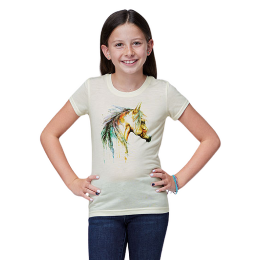 Roper 03-009-0513-4042 GIRLS HORSE TEE-KNIT 7-14 NOVELTY/APPLIQUE/EMBROIDERY PRINTED KNIT