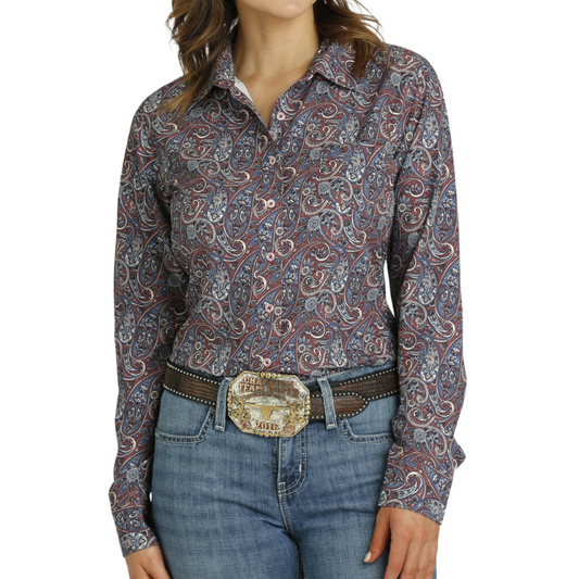 Cinch MSW9163024 WOMEN'S ARENAFLEX PAISLEY PRINT LONG SLEEVE BUTTON-DOWN WESTERN SHIRT