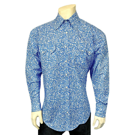 Rockmount 643-BLU Men's Long Sleeve Blue Floral Print Western Shirt