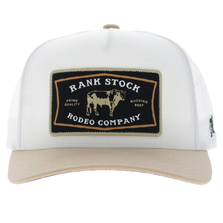Hooey 2661T-WHYL-Rank Stock 5-Panel Trucker Snapback-White/Tan