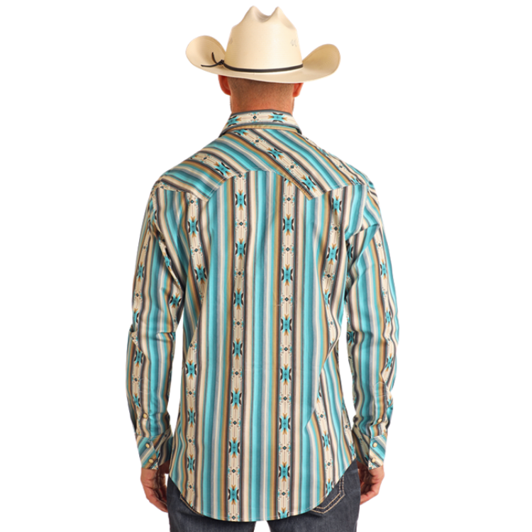 Rock & Roll BMN2S05855 Men's Aztec Long Sleeve Snap Shirt