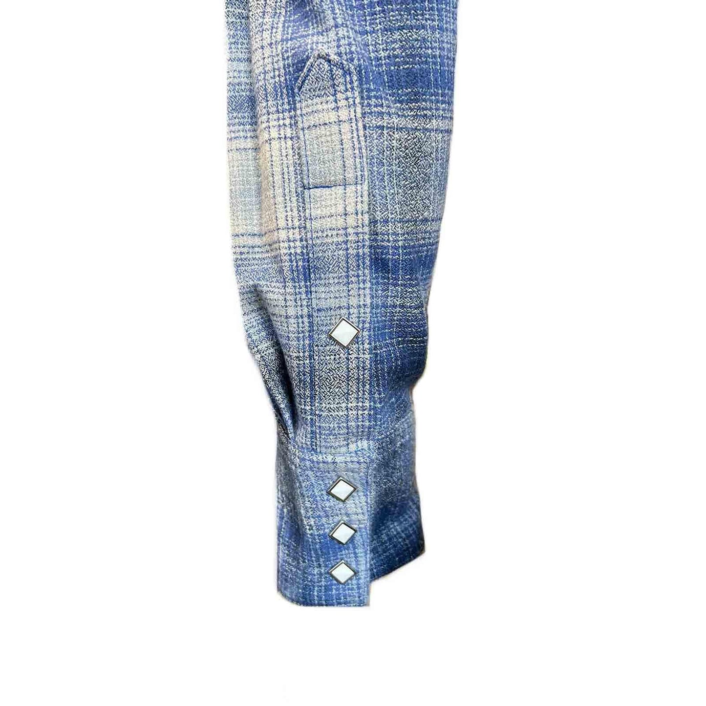 Rockmount 647-BLU/GRY Men's Plush Flannel Blue & Grey Plaid Western Shirt