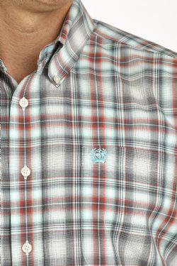 Cinch MTW1105750 MEN'S PLAID BUTTON-DOWN WESTERN SHIRT - CREAM / CHARCOAL / RED