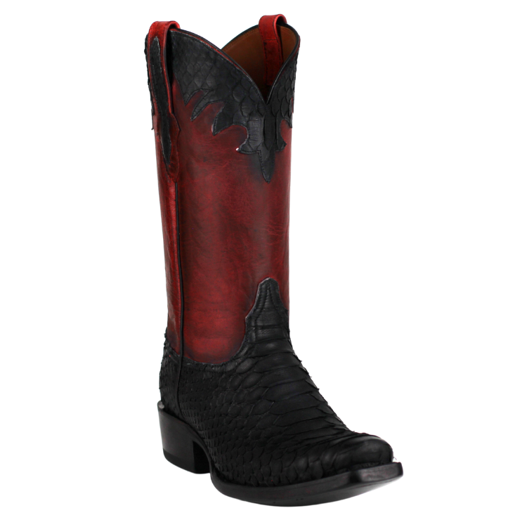 Black Jack 633-V1 Men's Sueded Python Snake Black and Red