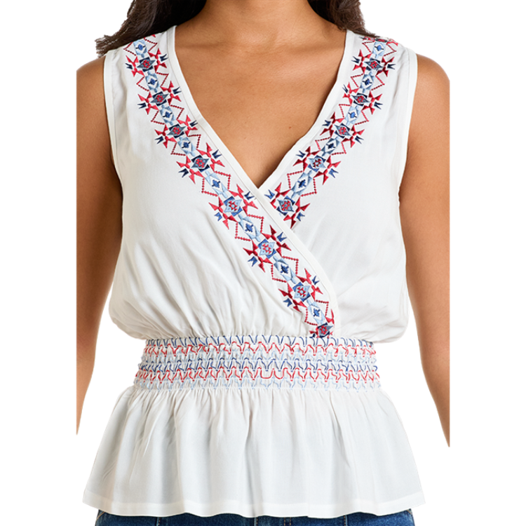 Panhandle LW51T06347 Women's Sleeveless Smocked Top