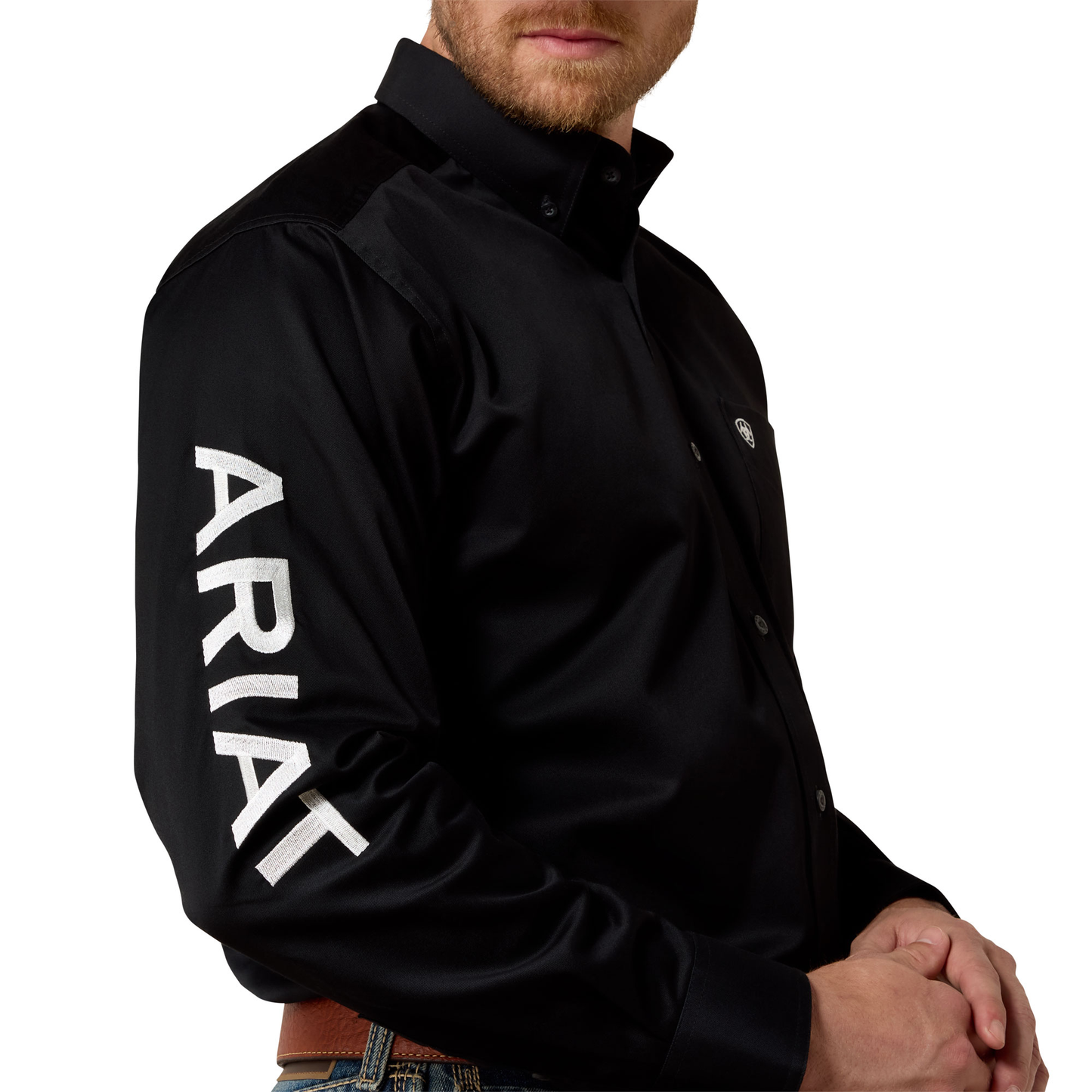 Ariat 10017497 Men's Team Logo Twill Classic Fit Shirt - Black/White