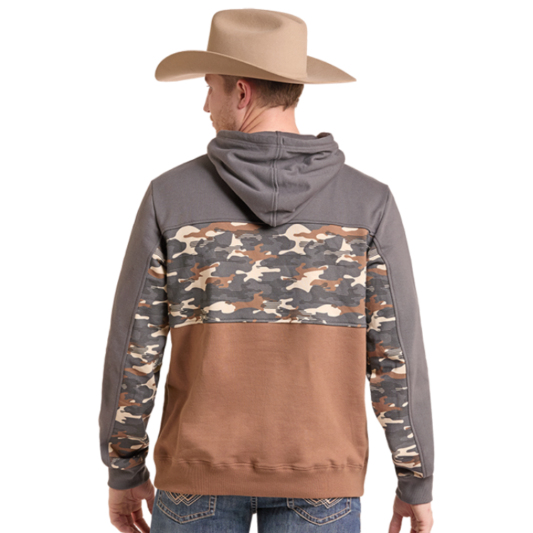Rock & Roll BM94T09624 Camo-Blocked Printed Hoodie