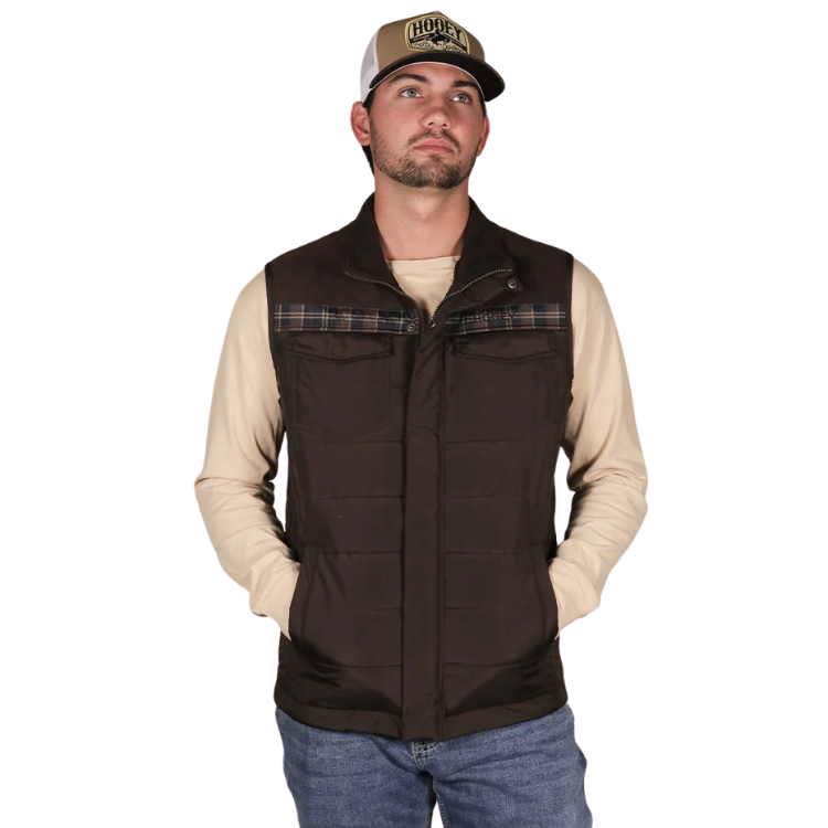Hooey - HV2617DKBR - Banff - Men's Dark Brown Packable Vest