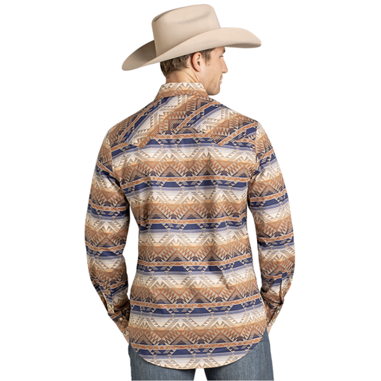 Rock & Roll BMN2S07140 AZTEC PRINT LS SNAP TAN