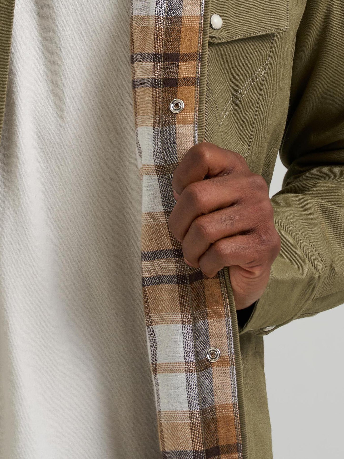 Wrangler 112381692 Men's Flannel Lined Work shirt - Classic Fit - Green