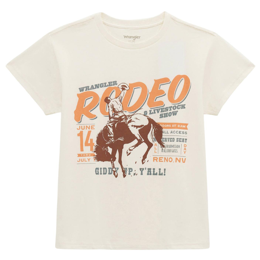 Wrangler 112379666  Women's Retro Graphic Short Sleeve T-Shirt - Regular Fit - Egret