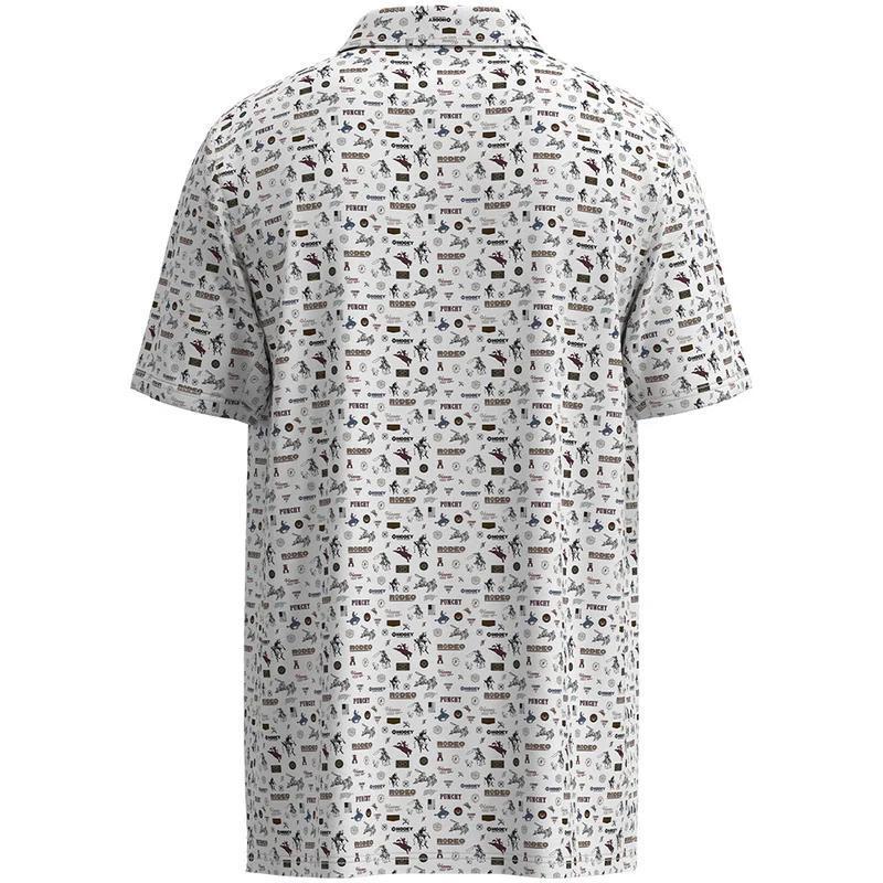 Hooey HP2601WHPR "The Weekender" Polo White w/Multi-Color Rodeo Logo