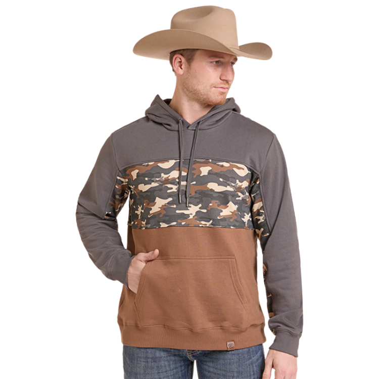 Rock & Roll BM94T09624 Camo-Blocked Printed Hoodie