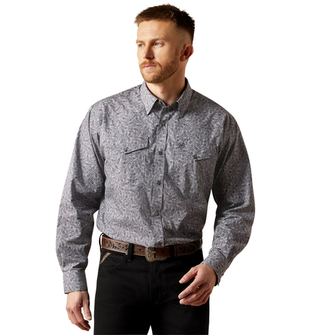 Ariat 10065971 MNS WF JOSIAH SNP LS SHRT GREY