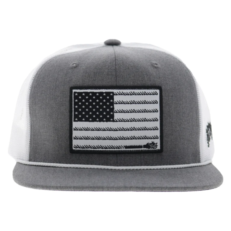 Hooey 2610T-GYWH-Liberty Roper 6-Panel Trucker Snapback-Grey/White