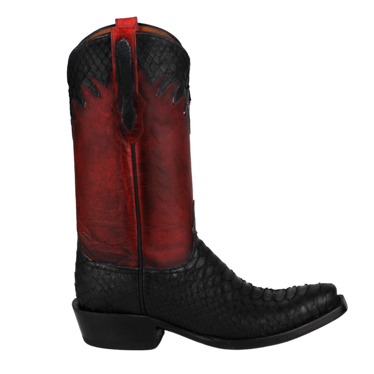 Black Jack 633-V1 Men's Sueded Python Snake Black and Red