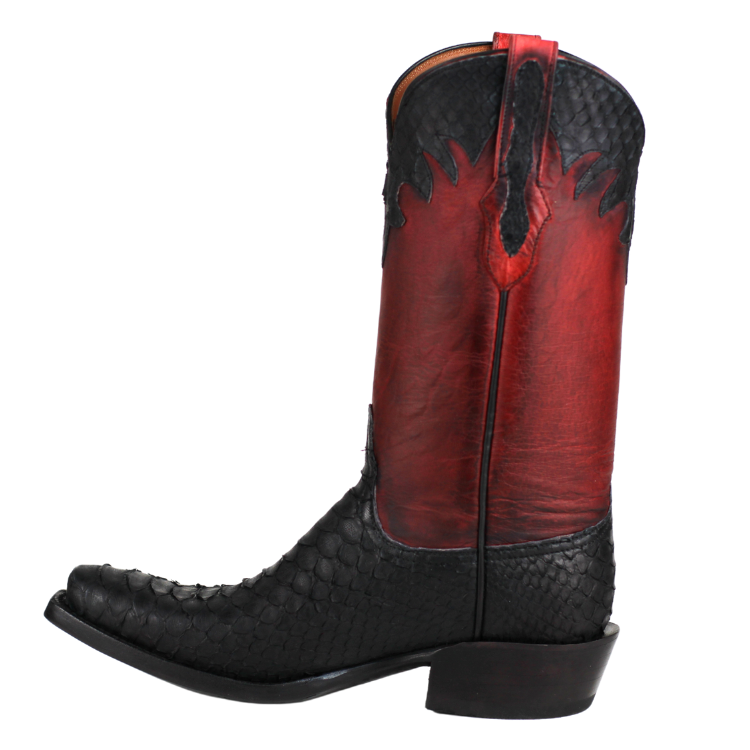 Black Jack 633-V1 Men's Sueded Python Snake Black and Red