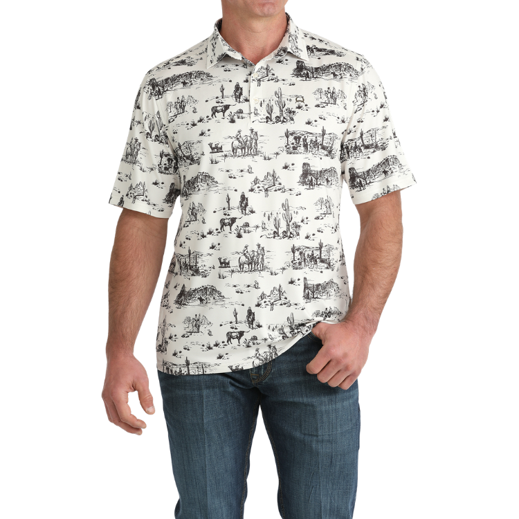 Cinch MTK1865038 Western Design Polo Black/White
