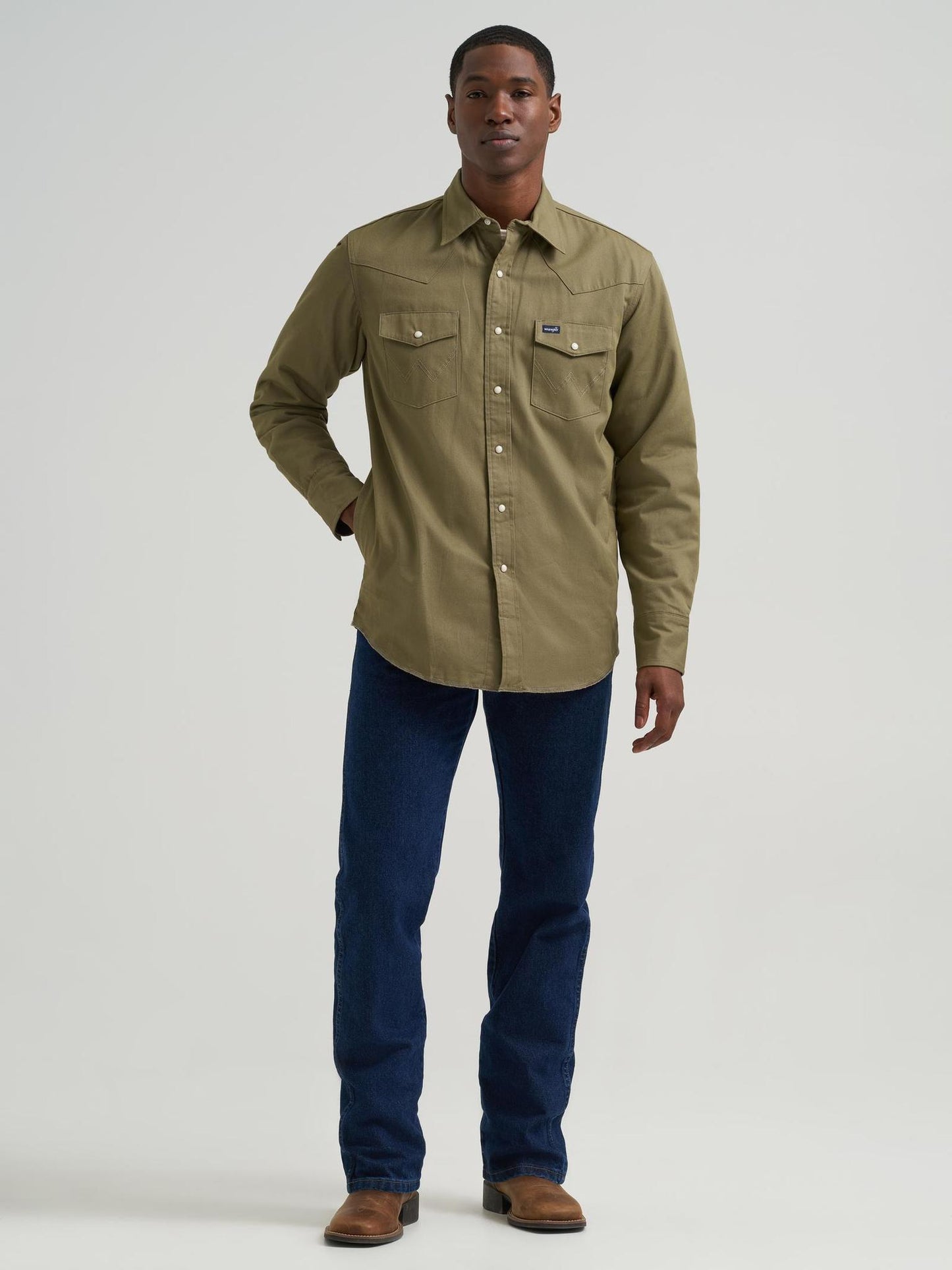 Wrangler 112381692 Men's Flannel Lined Work shirt - Classic Fit - Green