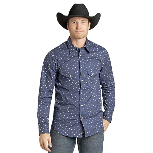 Rock & Roll BMN2S07137 GEO PRINT LS SNAP NAVY