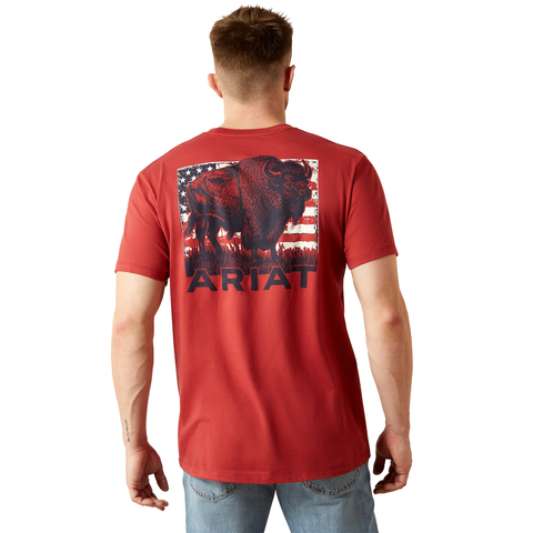 Ariat 10065897 Men's BISON ARIAT BUFFALO FLAG SS TSHRT BRIK,