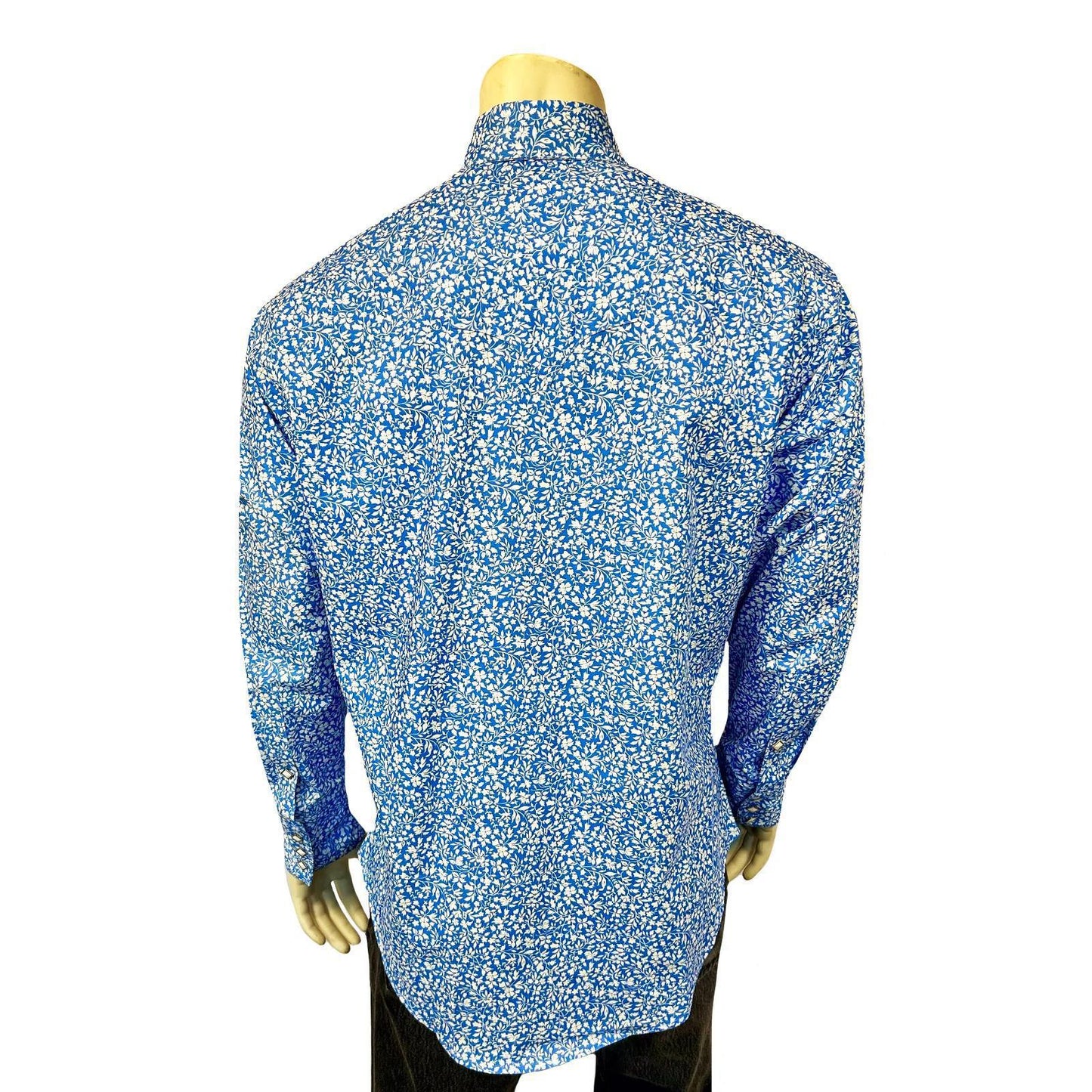 Rockmount 643-BLU Men's Long Sleeve Blue Floral Print Western Shirt