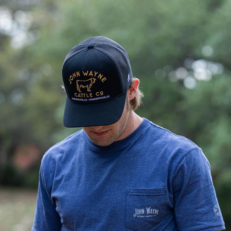 Hooey 2266T-BK "JOHN WAYNE" BLACK W/GOLD STITCHED LOGO HAT