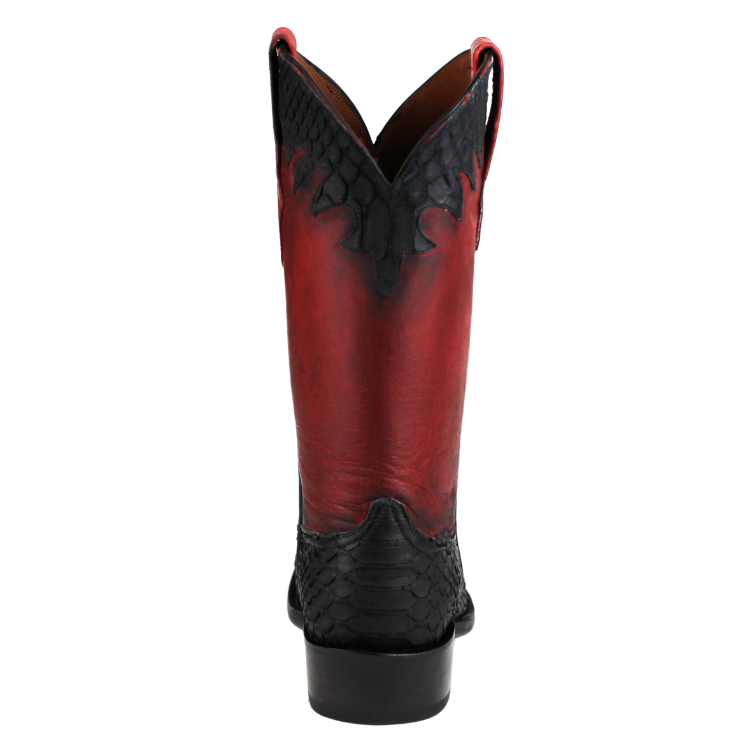Black Jack 633-V1 Men's Sueded Python Snake Black and Red