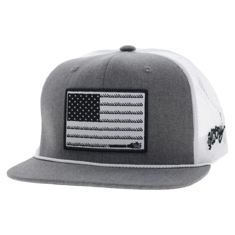 Hooey 2610T-GYWH-Liberty Roper 6-Panel Trucker Snapback-Grey/White