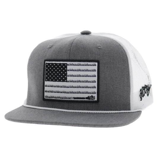 Hooey 2610T-GYWH-Liberty Roper 6-Panel Trucker Snapback-Grey/White