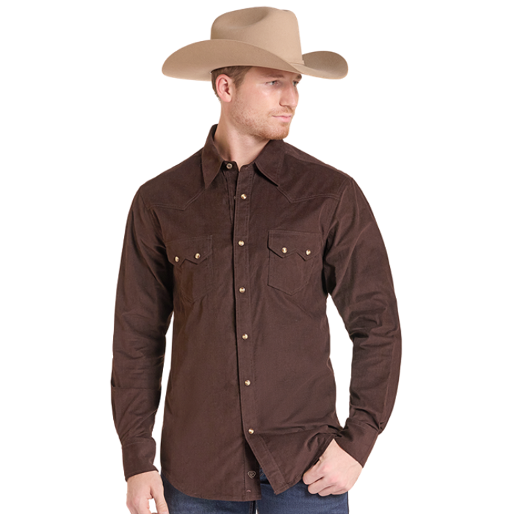 Rock & Roll BMN2S09444 Corduroy Dark Brown Long Slv Shirt