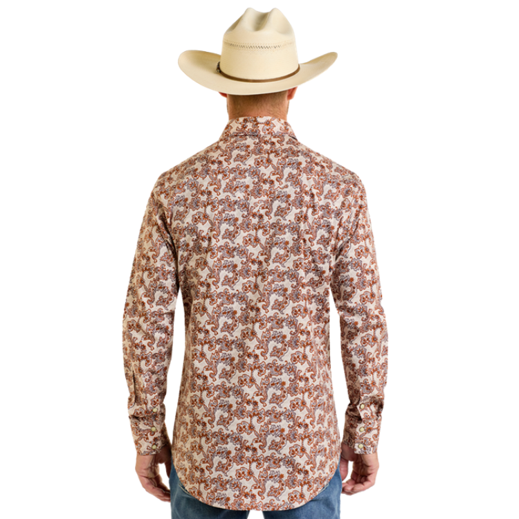 Rock & Roll BMN2S06480 Men's Paisley Printed Long Sleeve Snap Shirt