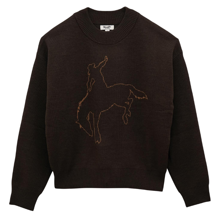 Wrangler 112383026 Women's Retro Punchy Sweater Crew - Brown