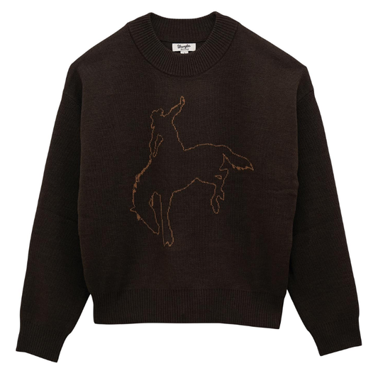 Wrangler 112383026 Women's Retro Punchy Sweater Crew - Brown