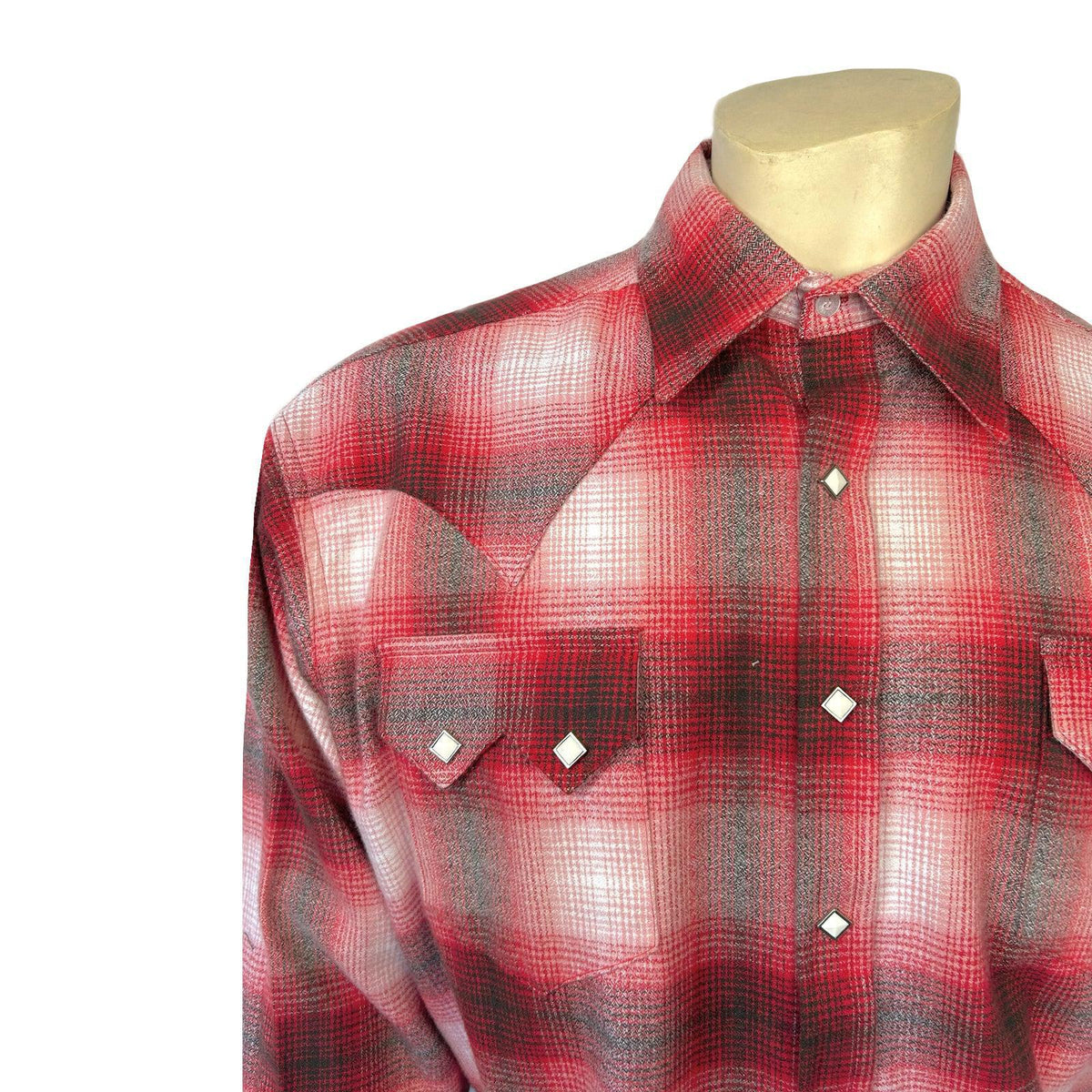 Rockmount 647-RED/GRY Men's Plush Flannel Red & Grey Plaid Western Shirt