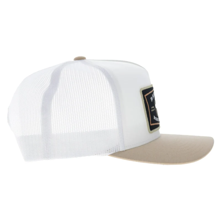 Hooey 2661T-WHYL-Rank Stock 5-Panel Trucker Snapback-White/Tan